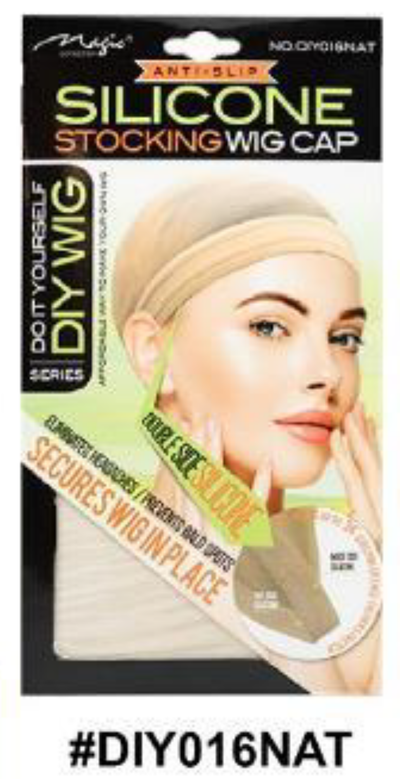 "Silicone Stocking Wig Cap in Natural Color - Anti-Slip Double Size Stretch with Silicone Edge - #DIY016NAT."