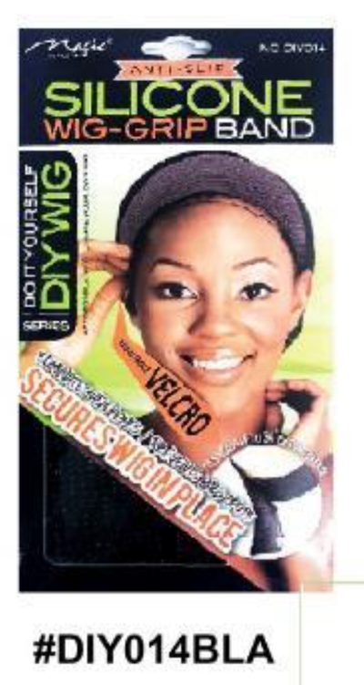 "Silicone Wig Grip Band in Black - Anti-Slip Adjustable Secure Fit with Velcro Straps - #DIY014BLA."