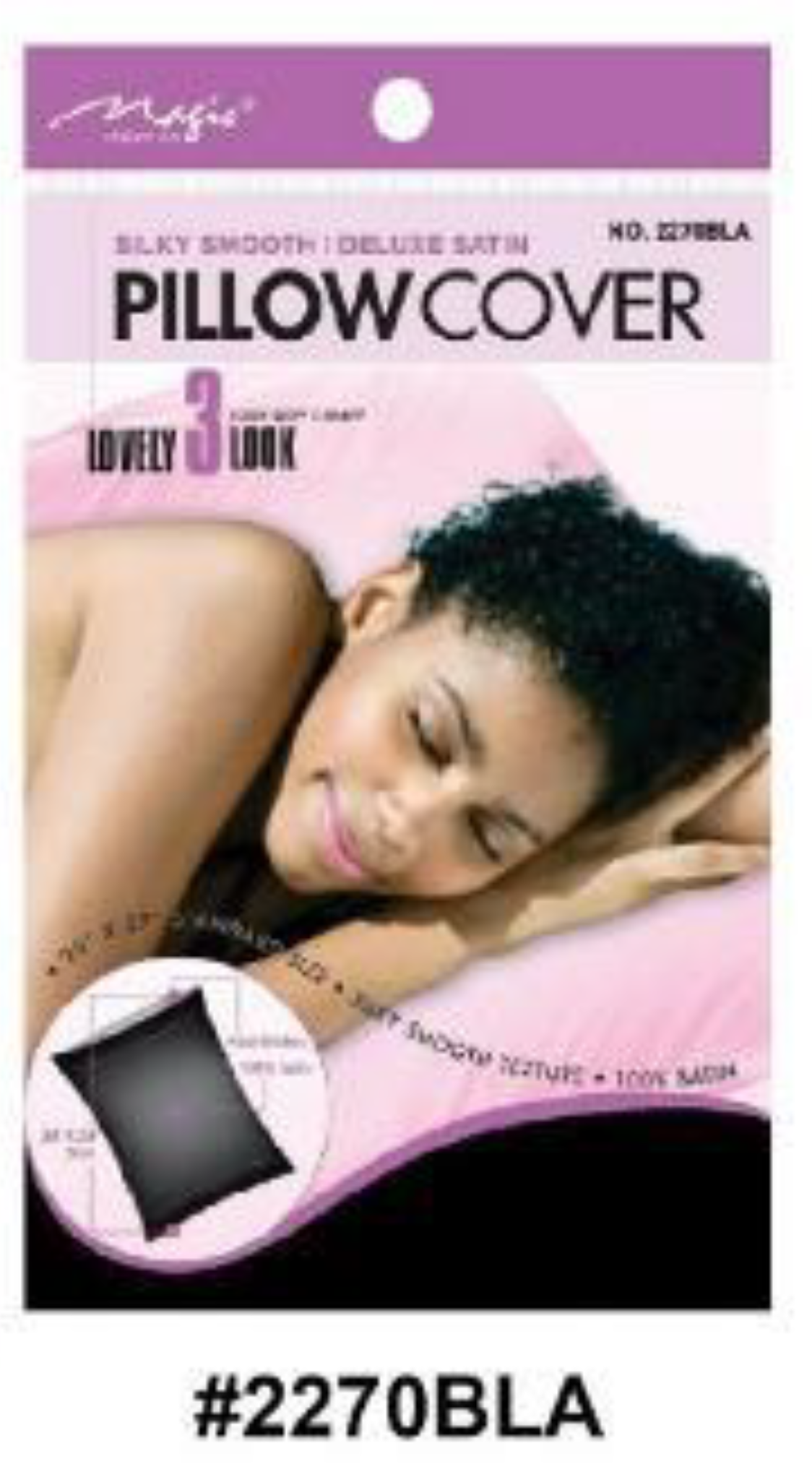 Silky Smooth Deluxe Satin Pillow Cover in Black (#2270BLA) - 100% satin for hair protection and luxurious comfort.