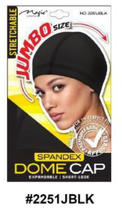 "Spandex Dome Cap in Classic Black (#2251JBLK) - Jumbo Size, Breathable and Comfortable Design."