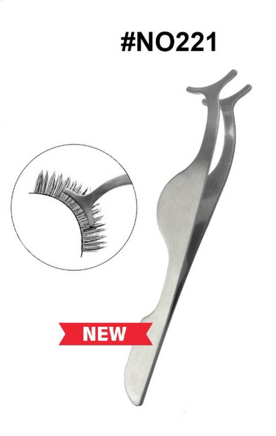 "Stainless Steel Eyelash Applicator Tool, Precision False Lash Application Tweezer, #NO221"