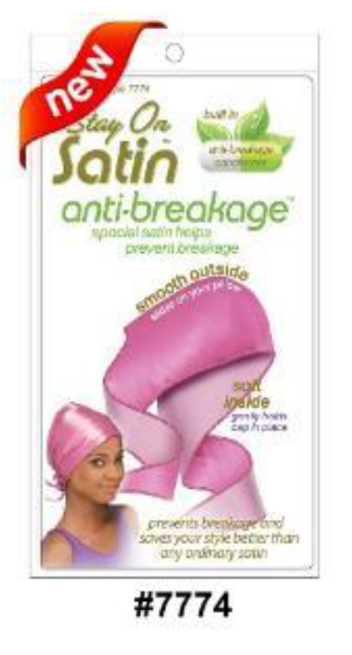"Stay On Satin Anti-Breakage Scarf in Pink (#7774) - Built-In Conditioner Satin Hair Wrap."