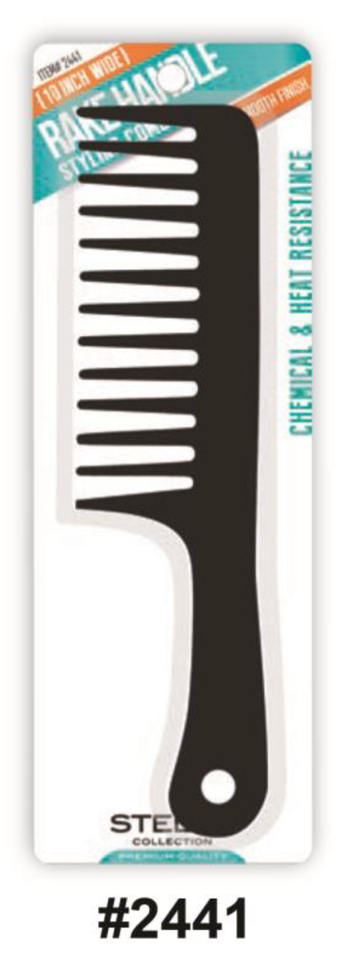 Stella 10-Inch Wide Rake Handle Styling Comb - Black (#2441)
Chemical & Heat Resistant with Smooth Finish