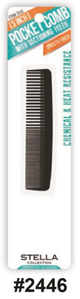 Stella, 5" Pocket Comb with Sectioning Teeth, #2446, Black