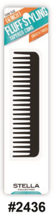 Stella, 6" Fluff Styling Tapered Comb, #2436, Black