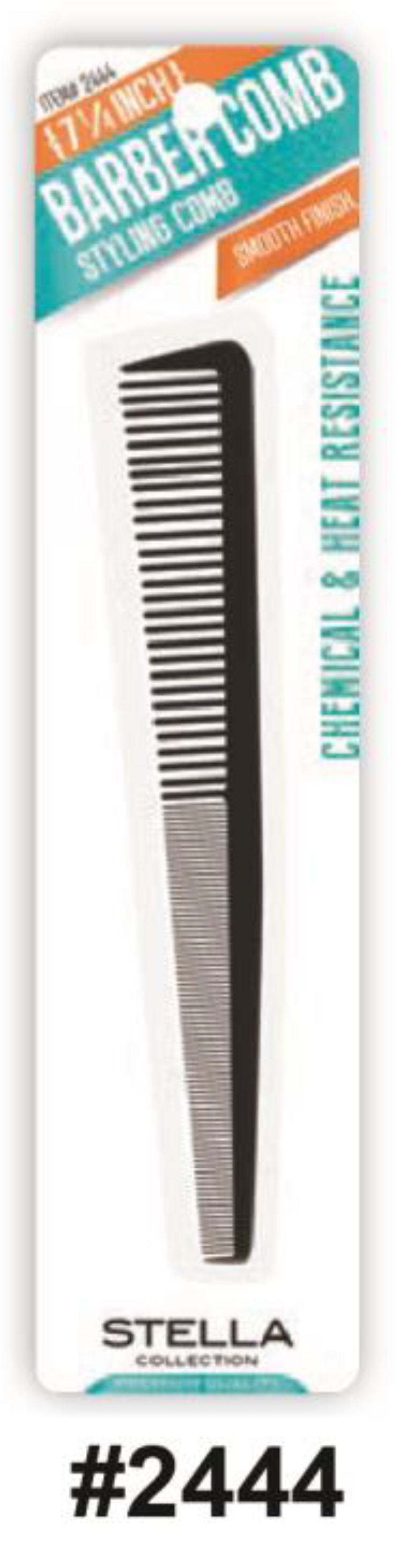 Stella, 7 ¼" Barber Styling Comb, #2444, Black