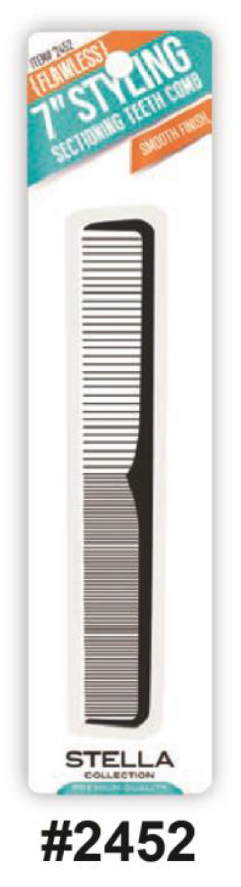 Stella 7" Styling Sectioning Teeth Comb (Alt text: Stella 7" Styling Sectioning Teeth Comb - Smooth Finish)