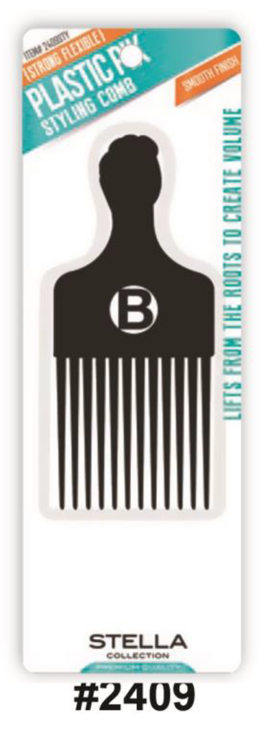 Stella Collection Plastic Pik Styling Comb (#2409) - Strong and Flexible Hair Styling Tool
