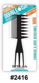 Stella Double-Sided Mini Styling Comb with Plastic Pik - Black (#2416) Chemical & Heat Resistant with Smooth Finish