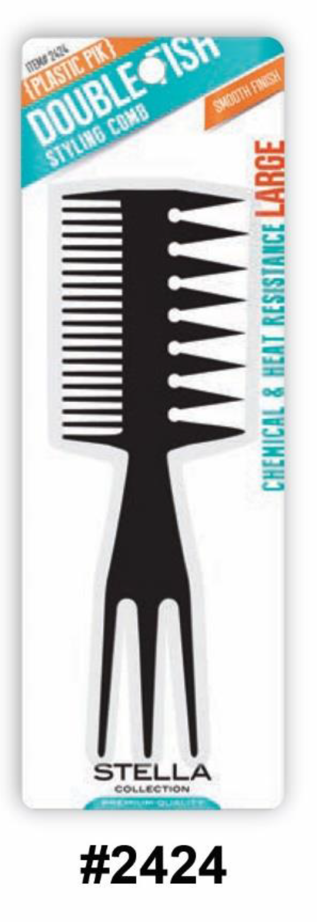Stella Double Fish Large Styling Comb with Plastic Pik - Black (#2424)
Chemical & Heat Resistant with Smooth Finish
