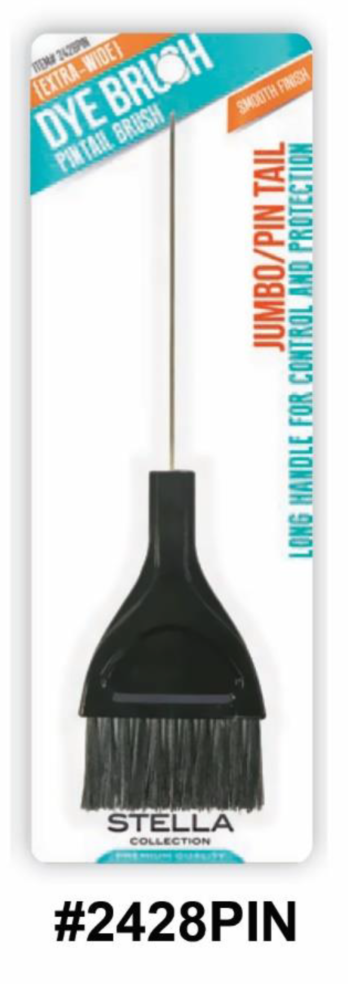 Stella, Extra-Wide Pintail Dye Brush with Long Handle, #2428PIN, Black