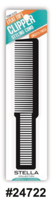 Stella Flat Top Clipper Styling Comb - Black (#24722) Smooth Finish for Precision Cutting