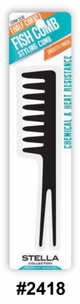 Stella Half Curve Fish Comb Styling Comb - Black (#2418) Chemical & Heat Resistant with Smooth Finish