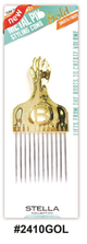 Stella Metal Pick Styling Comb - Gold (#2410GOL) Premium Gold-Finished Styling Comb for Creating Volume