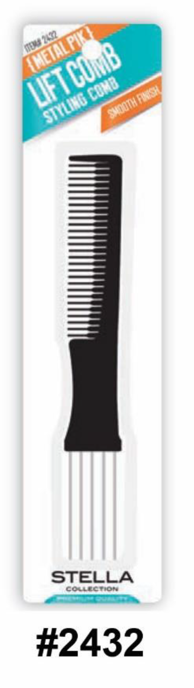 Stella Metal Pik Lift Comb Styling Comb - Black (#2432)
Chemical & Heat Resistant with Smooth Finish