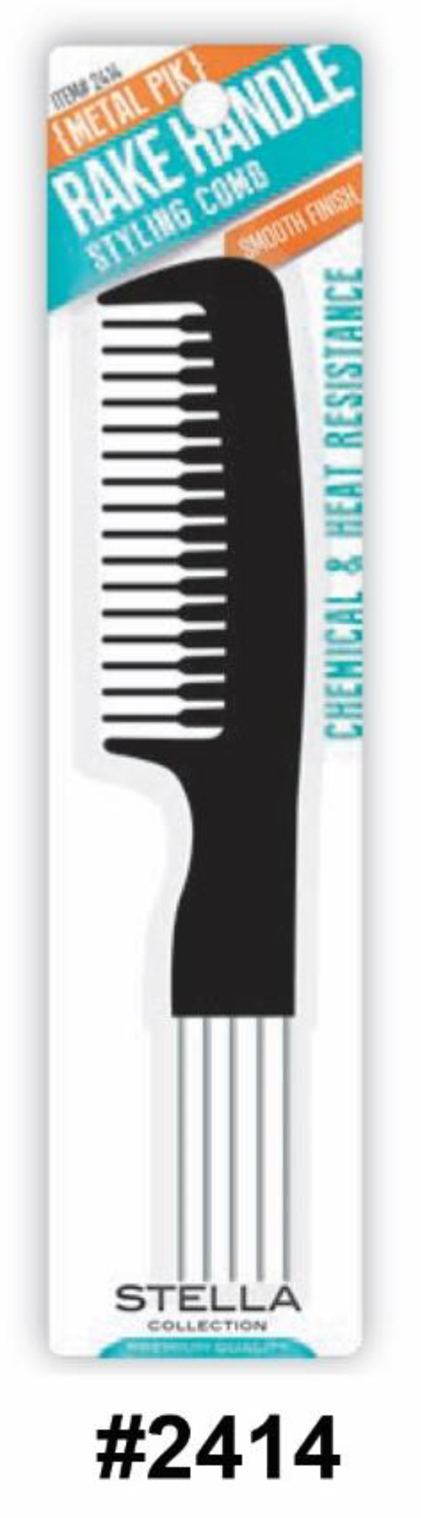 Stella Metal Pik Rake Handle Styling Comb - Black (#2414)
Chemical & Heat Resistant with Smooth Finish