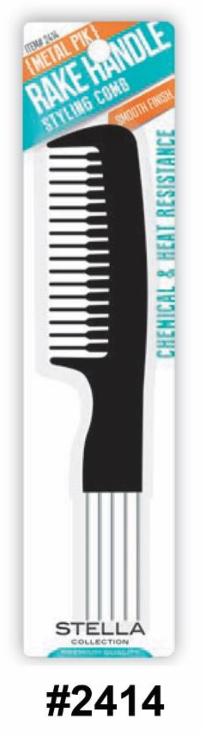 Stella Metal Pik Rake Handle Styling Comb - Black (#2414)
Chemical & Heat Resistant with Smooth Finish