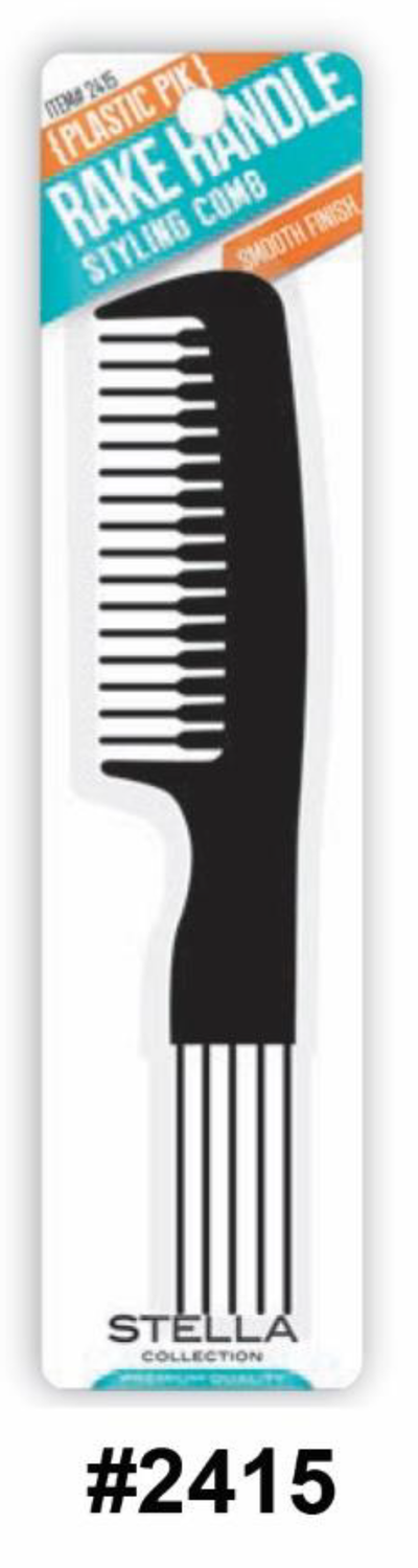 Stella Plastic Pik Rake Handle Styling Comb - Black (#2415)
Chemical & Heat Resistant with Smooth Finish