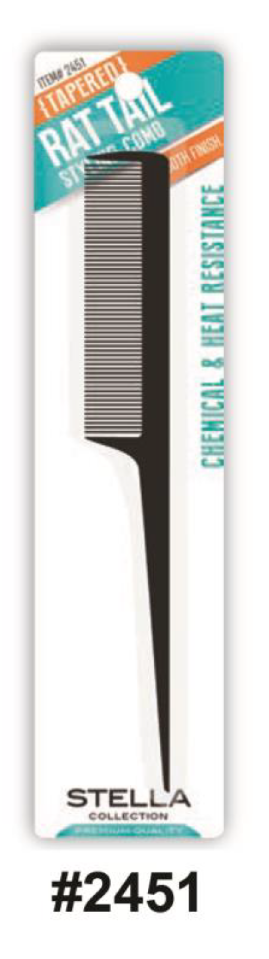 Stella Tapered Rat Tail Styling Comb - Black (#2451)
Smooth Finish & Heat Resistant