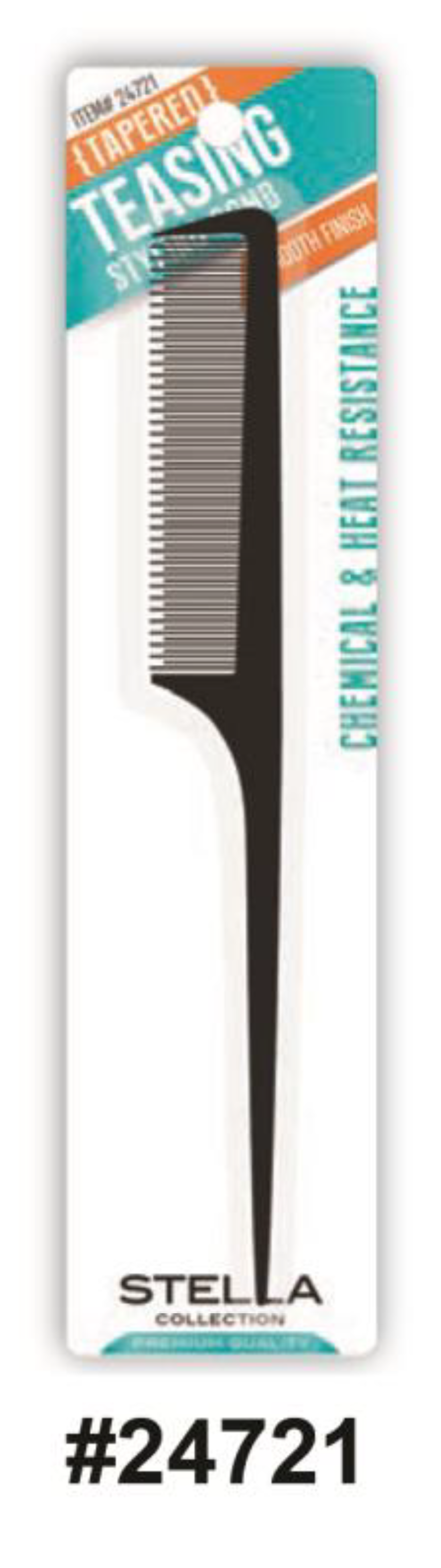 Stella Tapered Teasing Styling Comb - Black (#24721)
Chemical & Heat Resistant with Smooth Finish