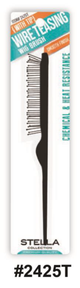 Stella Wire Teasing Wig Brush with Tip - Black (#2425T) Smooth Finish for Professional Wig Styling