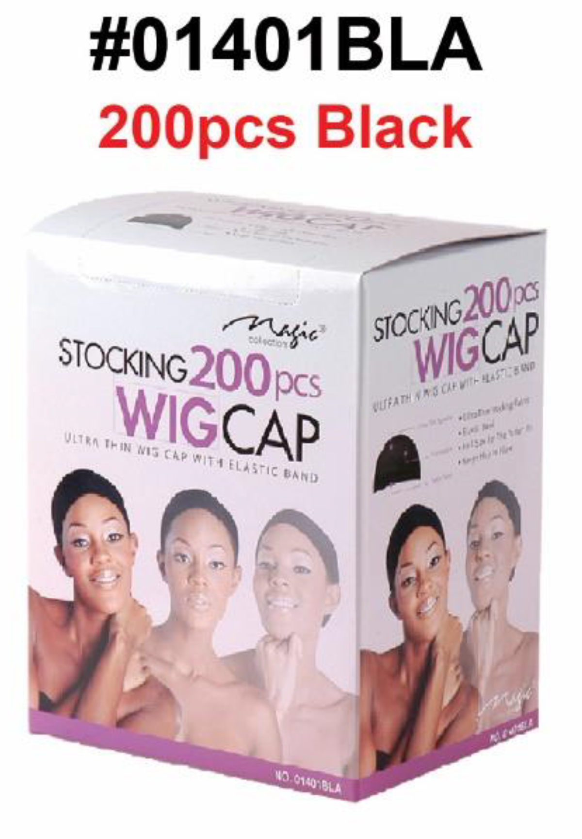 "Stocking Wig Cap in Black (#01401BLA) - Ultra Thin with Elastic Band - Bulk Pack of 200 Pcs."