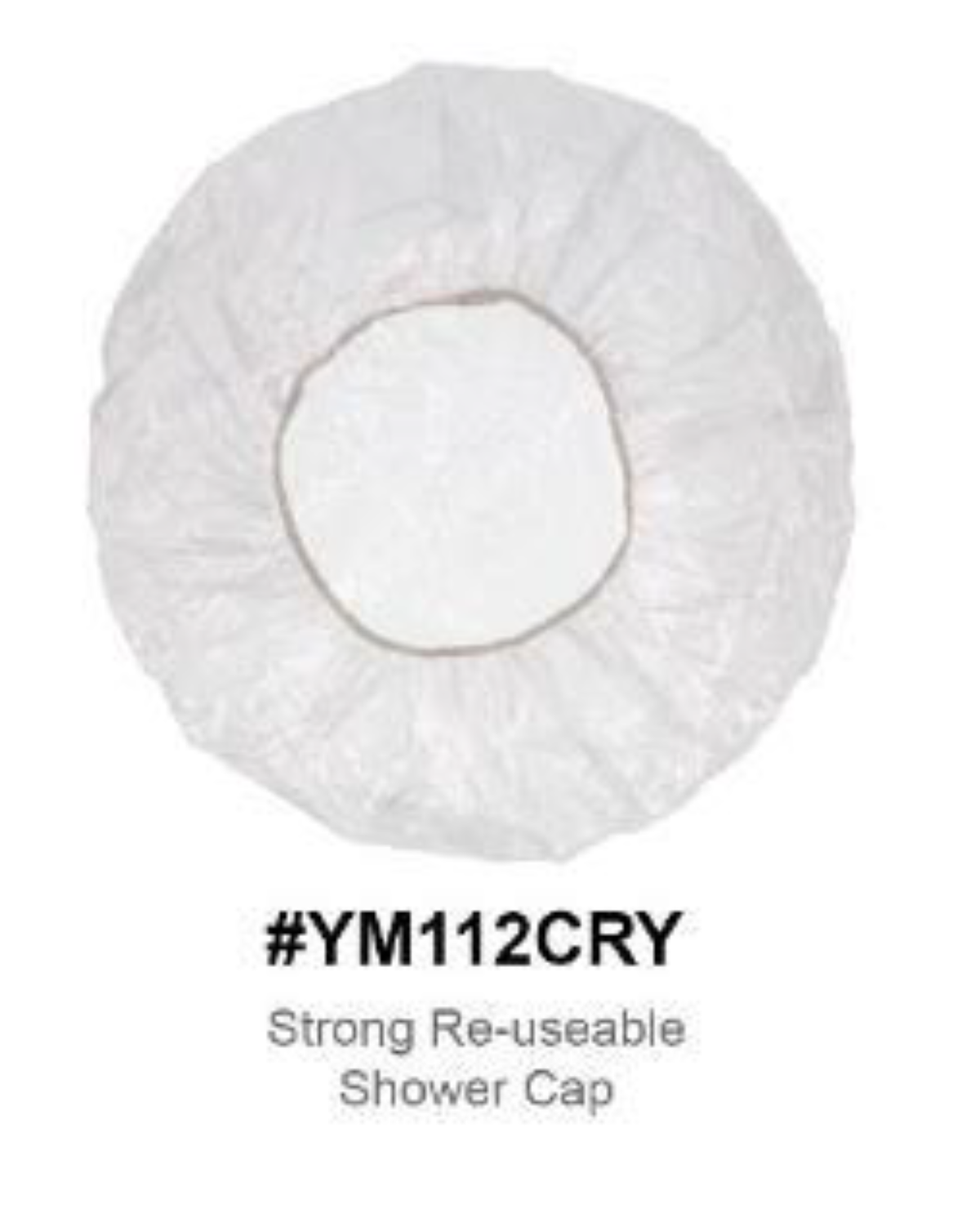 "Strong Reusable Shower Cap in Clear (#YM112CRY) - Durable, Waterproof, and Comfortable."