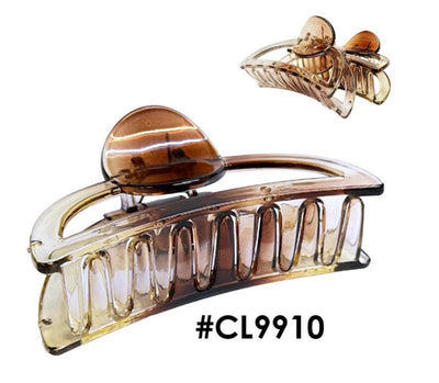"Transparent Amber Hair Claw Clamp, #CL9910."