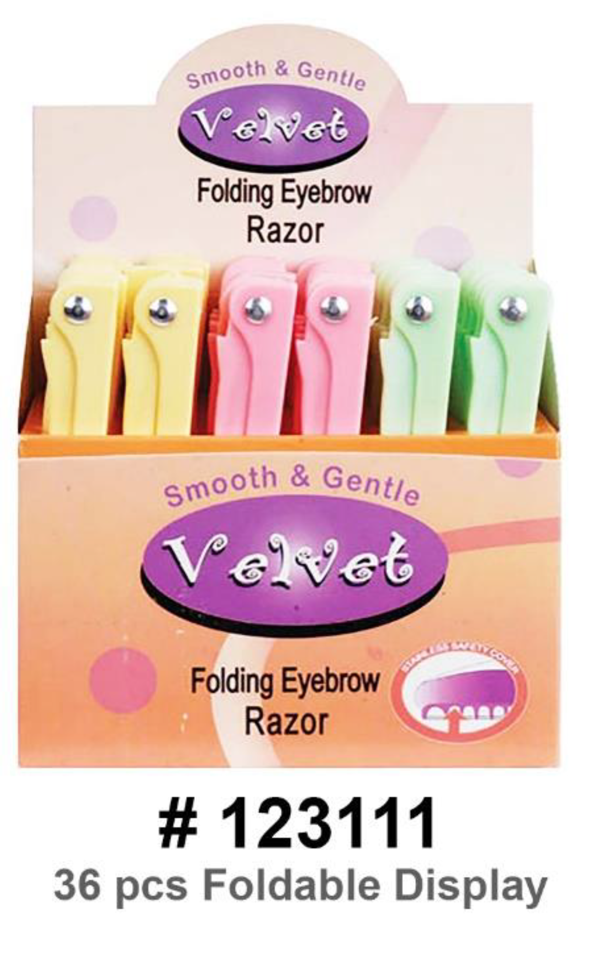 Velvet Folding Eyebrow Razor, 36 pcs Foldable Display, #123111