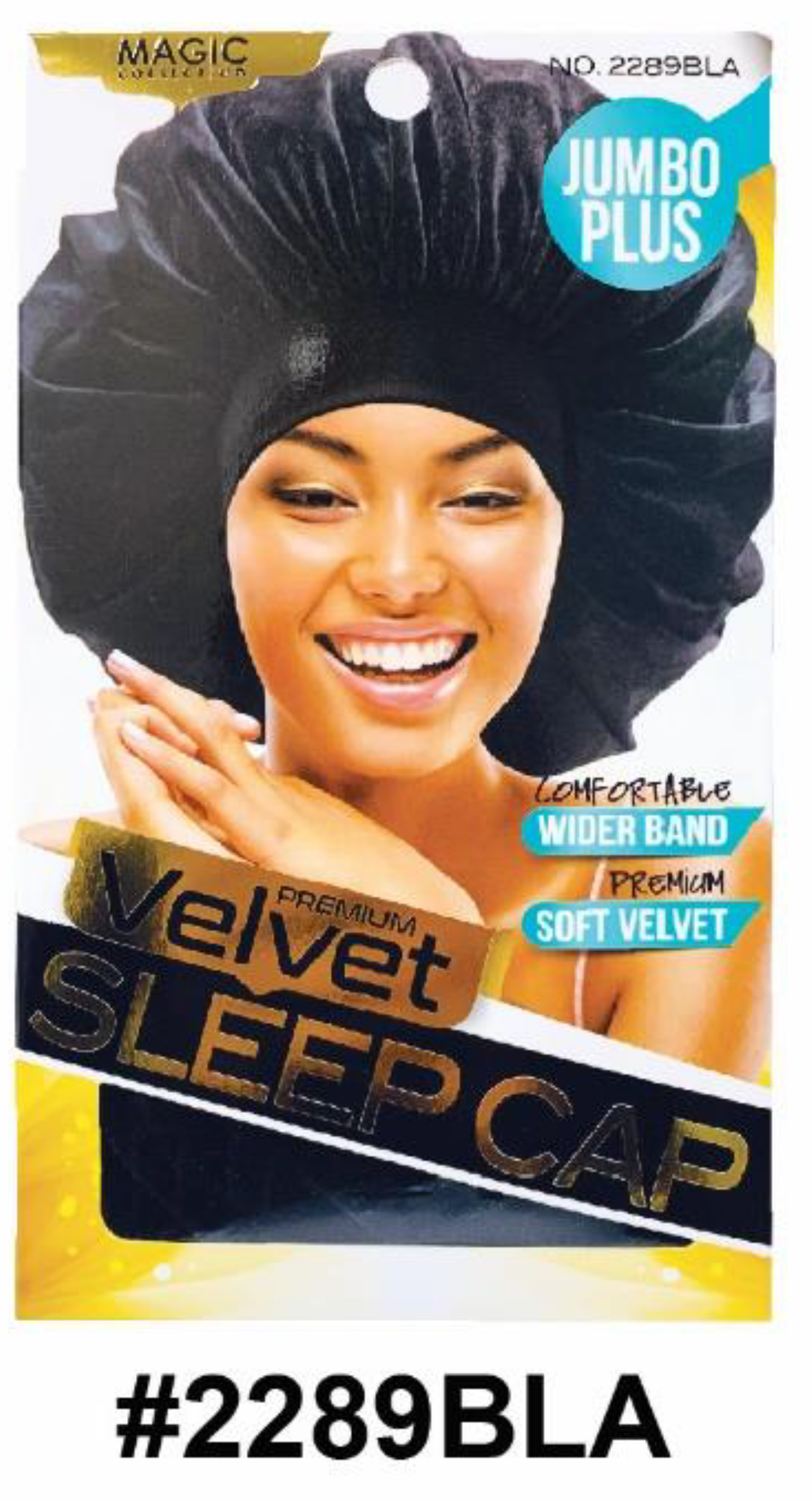 "Velvet Sleep Cap in Black - Jumbo Plus Size, Premium Soft Velvet Fabric with Wide Band."