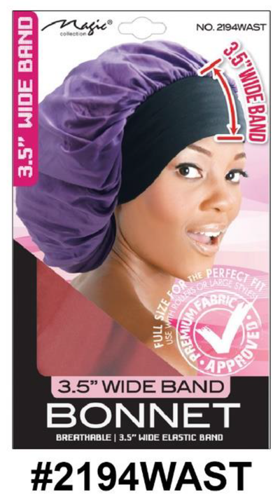 "Wide Band Satin Bonnet in Purple - 3.5-Inch Wide Band, Premium Fabric, Full Hair Coverage."
