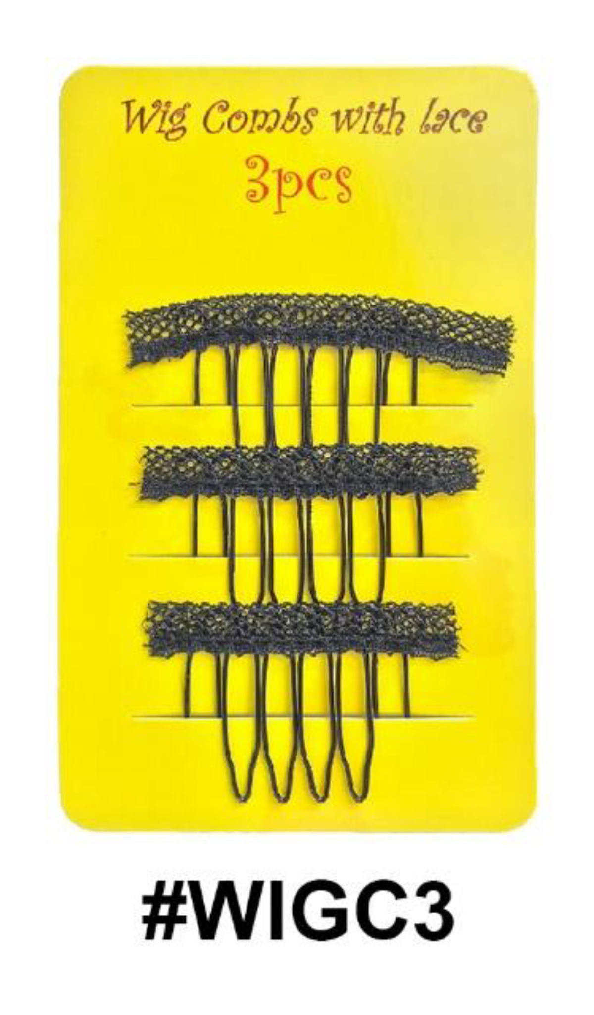 Wig Combs With Lace | 3pcs | #WIGC3 | Black