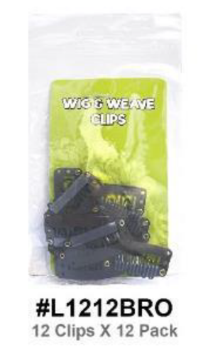 Wig & Weave Clips | 12 Clips X 12 Pack | Brown (#L1212BRO)

