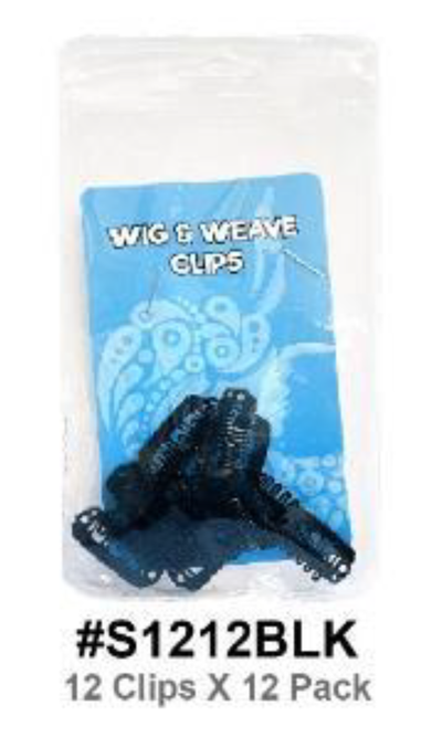 Wig & Weave Clips | 12 Clips x 12 Pack | Black | #S1212BLK