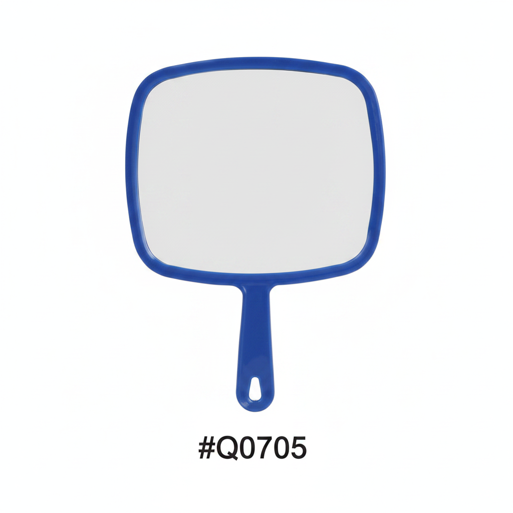 Medium Square Handheld Mirror with Handle Blue #Q0705