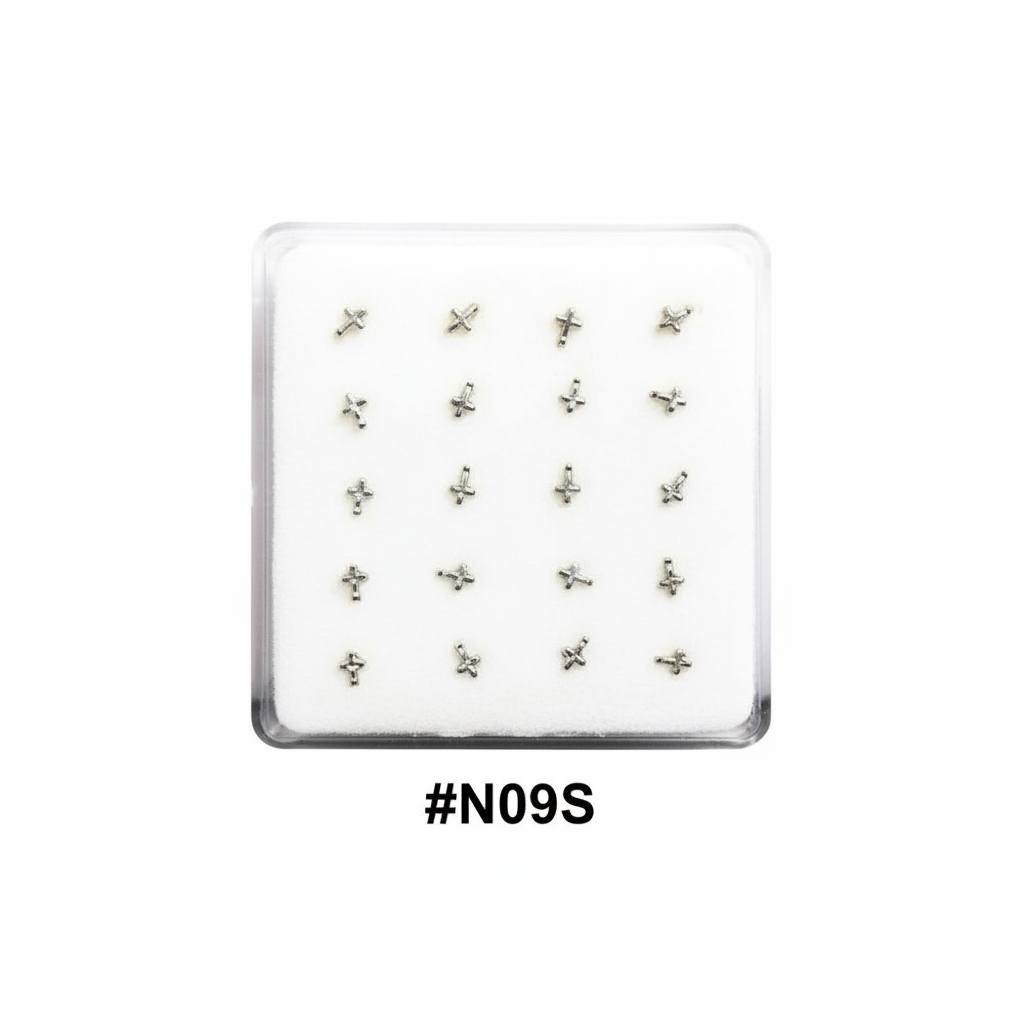 Silver Cross & Star Nose Studs #N09S