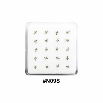 Silver Cross & Star Nose Studs #N09S