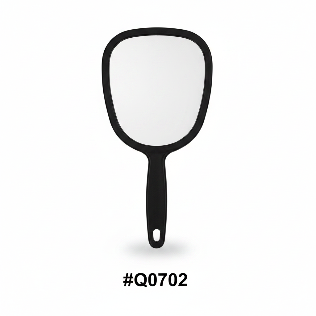 Small Square Handheld Mirror with Handle Black #Q0702