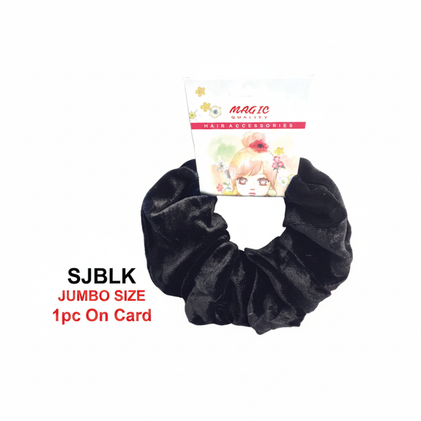 Magic Quality Jumbo Black Scrunchie 1pc on Card #SJBLK