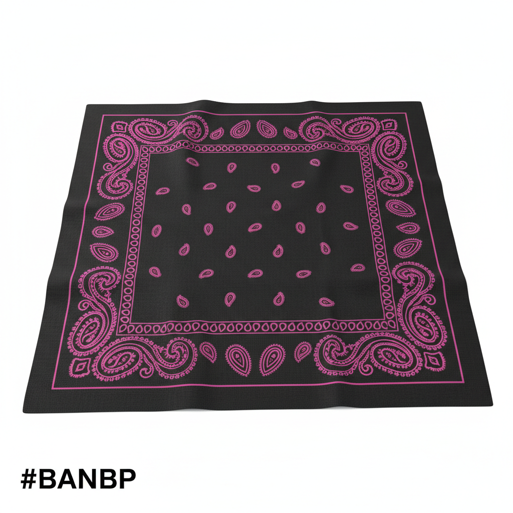 Black Paisley Print Cotton Bandana #BANBP