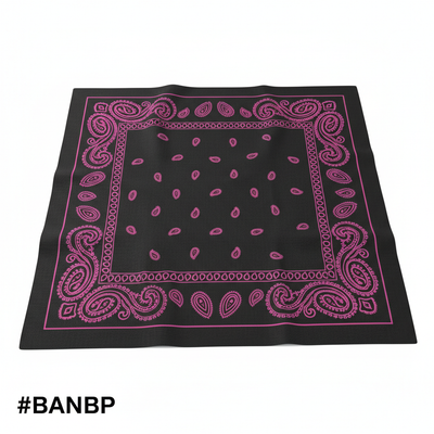 Black Paisley Print Cotton Bandana #BANBP