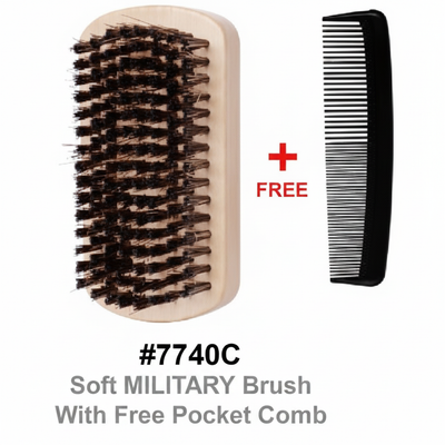 #7740C Soft Military Brush with Free Pocket Comb