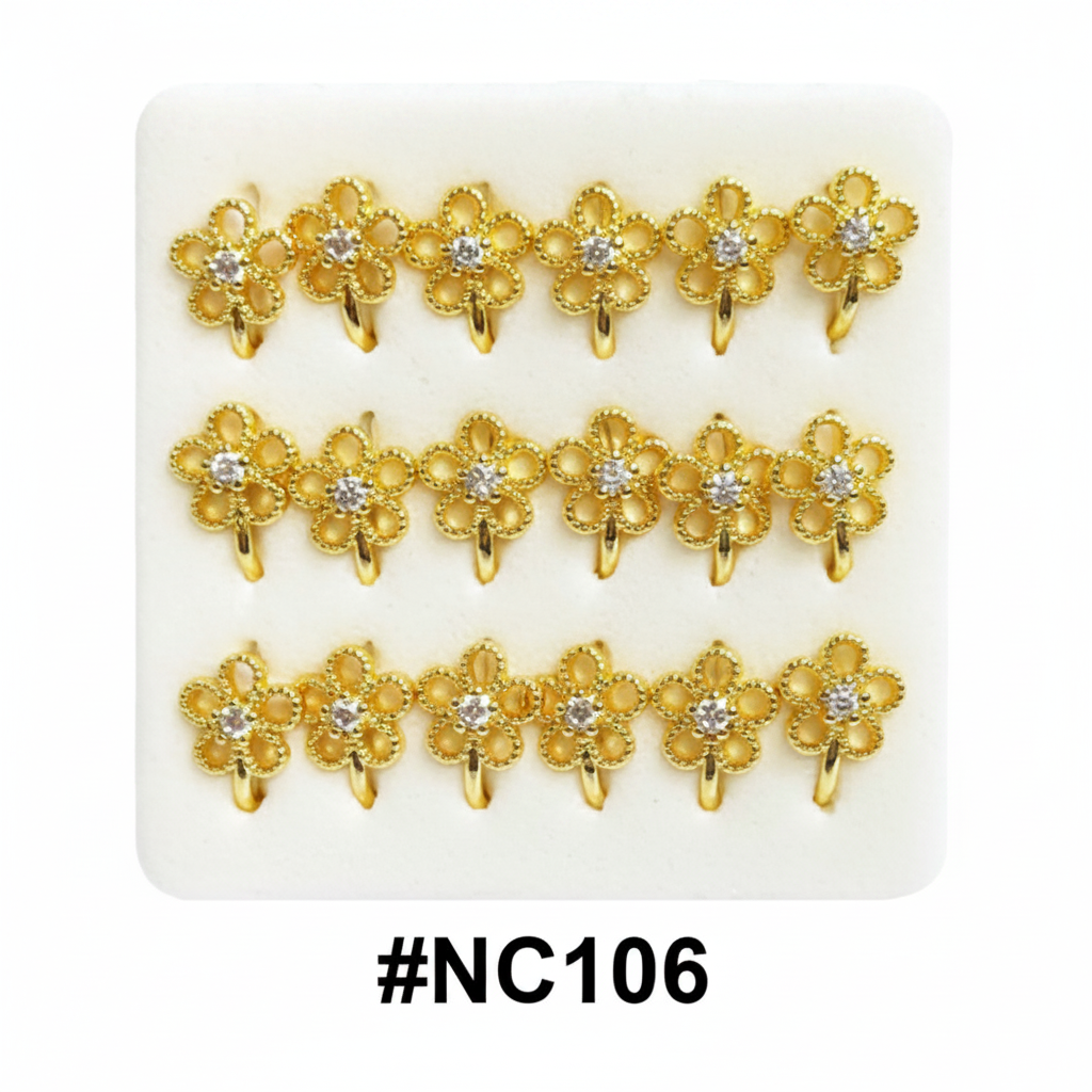 Gold Flower Crystal Rhinestone Nail Charms #NC106