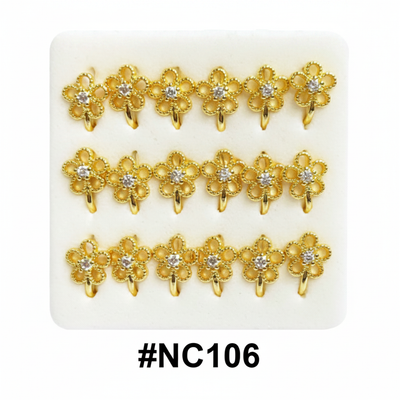 Gold Flower Crystal Rhinestone Nail Charms #NC106