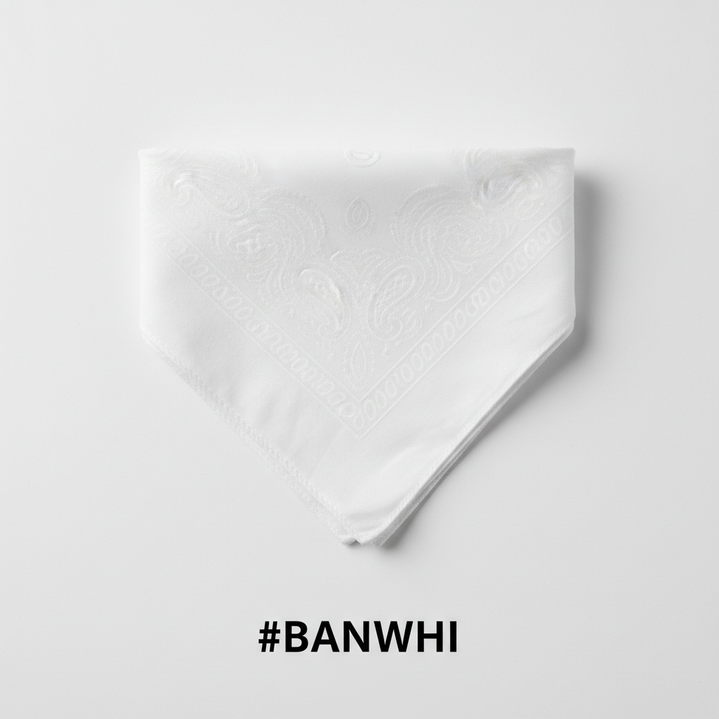 White Printed Paisley Bandana #BANWHI