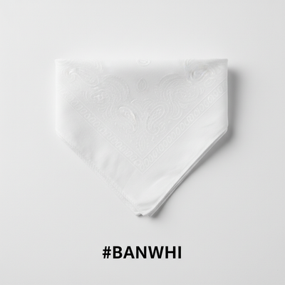 White Printed Paisley Bandana #BANWHI