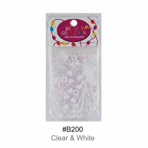 Beauty Magic Collection Hair Beads #B200 Clear & White
