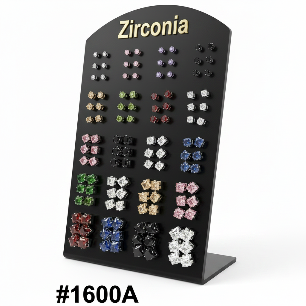 Zirconia Multi-Colour Crystal Stud Earrings Display Stand #1600A