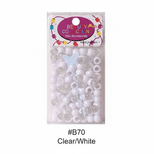 Beauty Magic Collection Hair Beads #B70 Clear/White