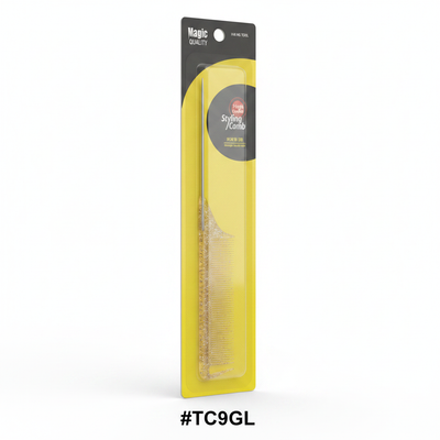 Magic Quality TC9GL Glitter Rat Tail Comb - Gold